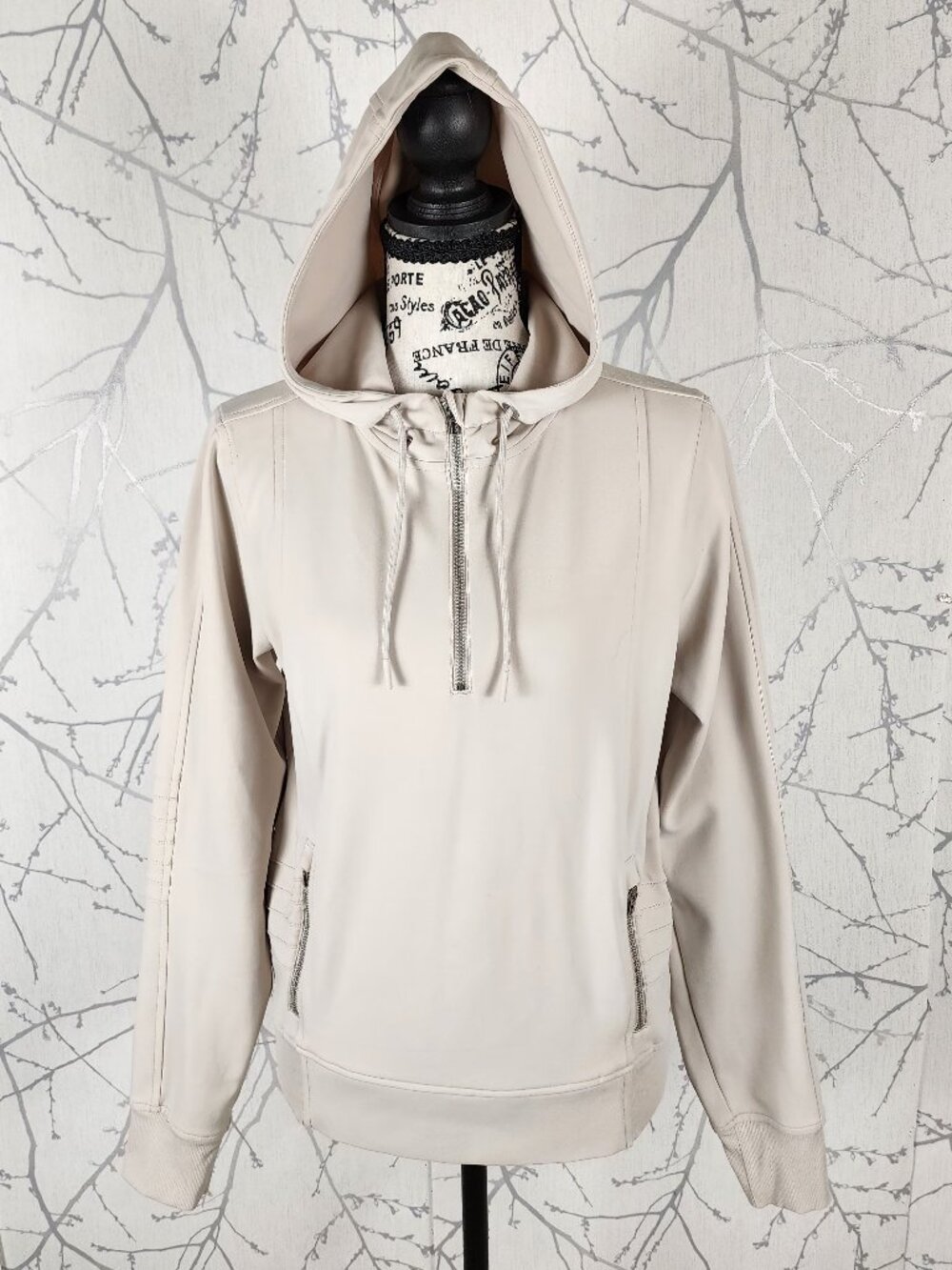 Athleta Cream Ivory Half Zip Venice Moto Hoodie